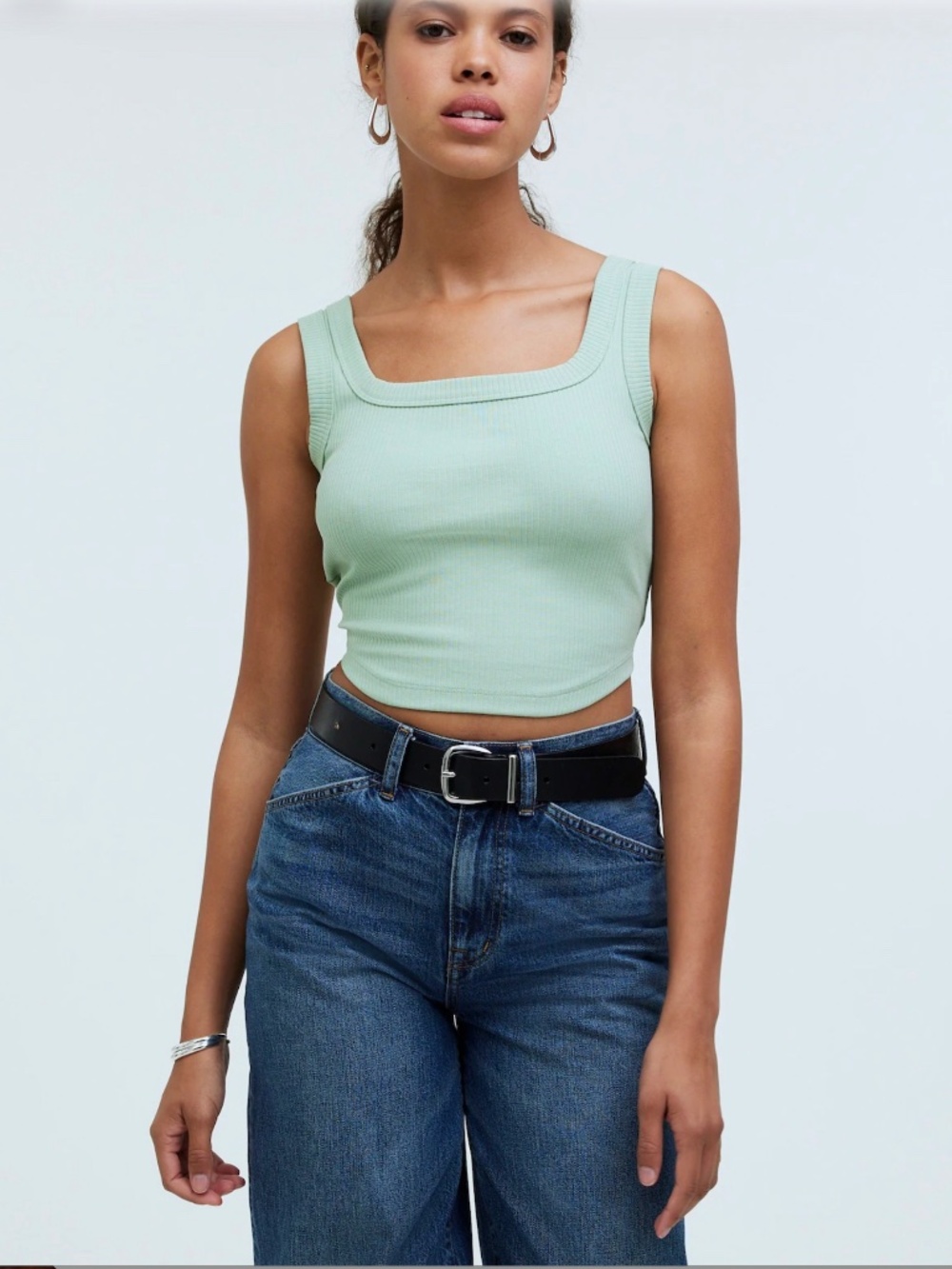 NWOT  Madewell The Tailored Crop Tank in Sleekhold Medium Pistachio Green